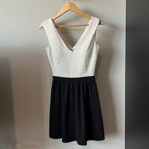 Elegant white and black cocktail dress